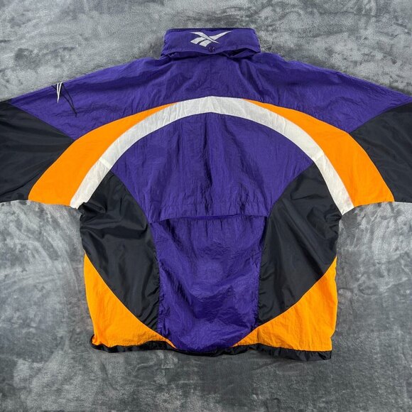 Vintage Reebok Windbreaker Jacket Men XL Purple 1/2 Zip Anorak Hooded 90s Suns - Picture 11 of 13